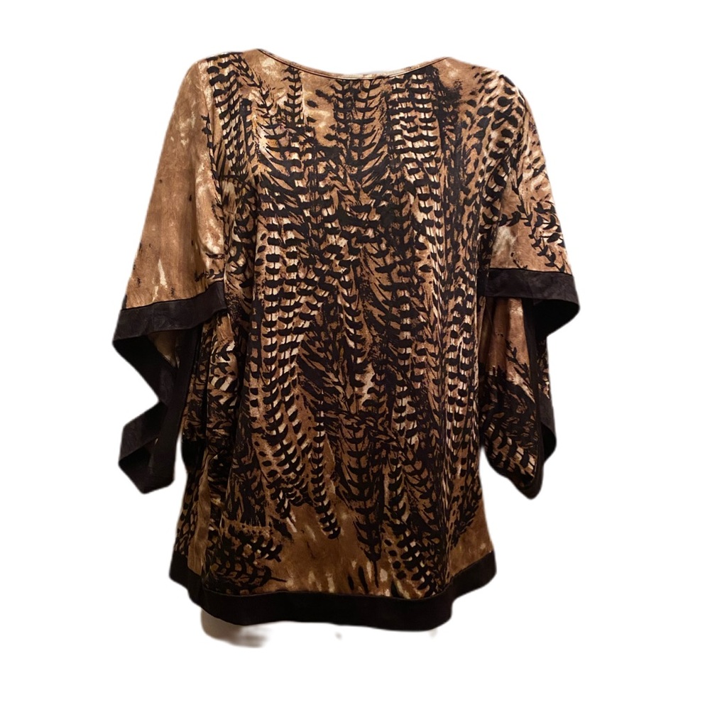 Like new! Brown and black ruffle sleeve top S